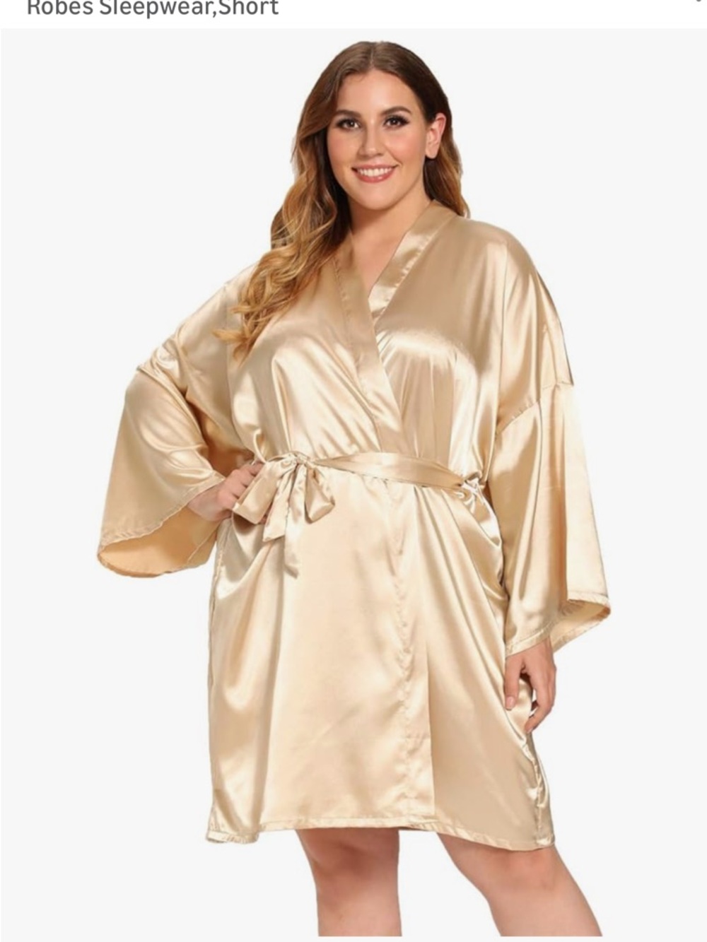 Amazon Satin Kimono Robe - Champagne